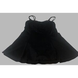 Great Lengths Womens One Piece Bathing Suit Size 14 Double Strap Black Blue Dots